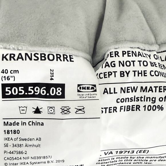 IKEA KRANSBORRE Round Light Gray Velvet 16" Pillow - Picture 2 of 3